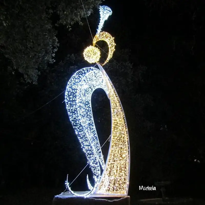 Personalizado. decorações exteriores brancas quentes 3d led iluminado anjo com trompete