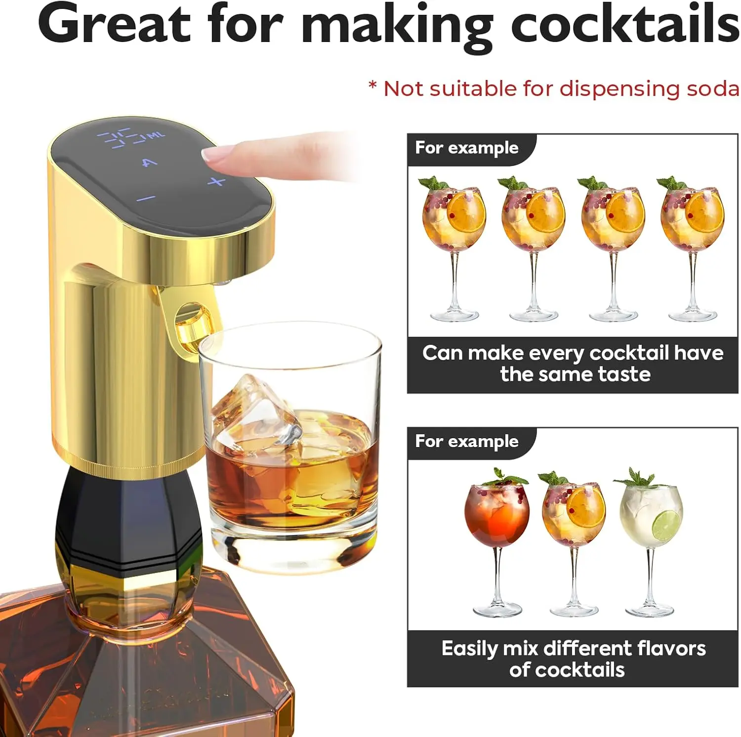 Redsack Electric Wine Decanter Aerator Dispenser Pourer Whiskey Adjustable Quantity Liquor Wine Pump Birthday Gift for Men