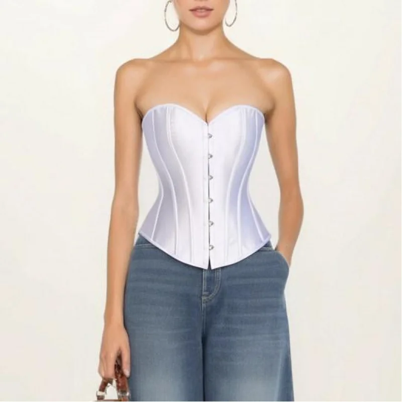 

XS 6XL Pink White Black Satin Corset Top Plus Size For Women Overbust Korset Gothic For Party Halloween Christma