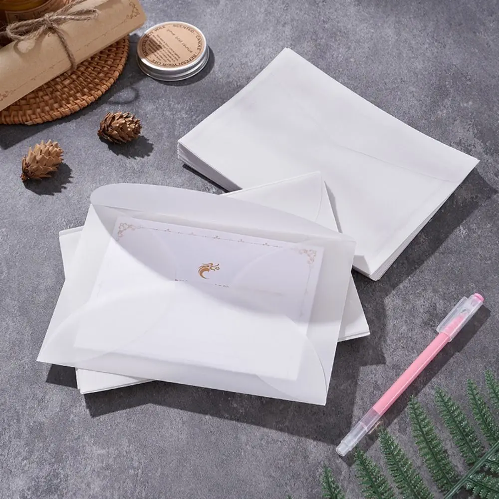 50Pcs/Pack Semi-Transparent Vellum Paper Envelopes Simple Matte Frosted Matte Frosted Envelopes Translucent Flat Shape