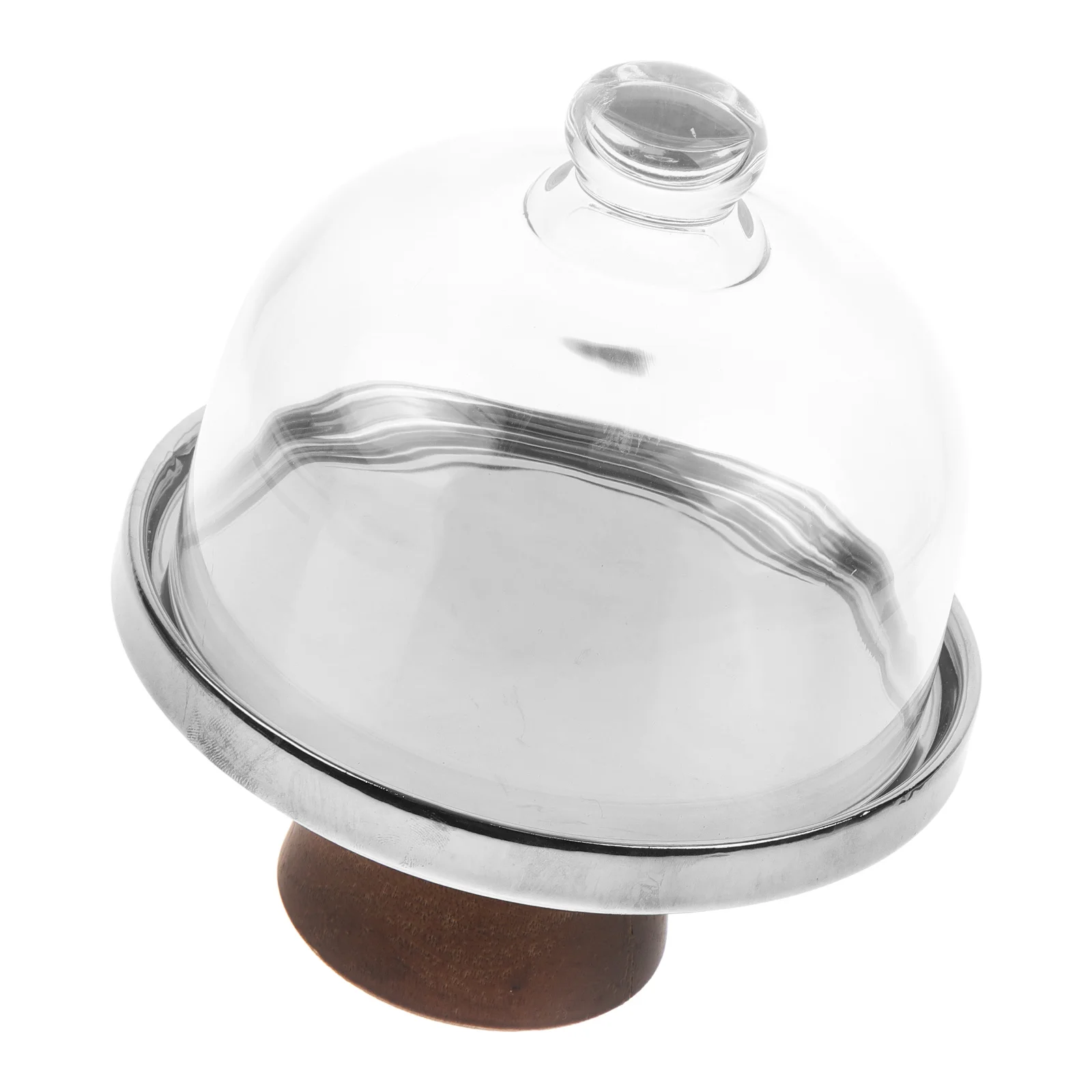 

Silver Edge Cake Stand Glass Dome Stylish Dessert Display Tray Fresh Keeping Cake Display Stand for Party Coffee Table