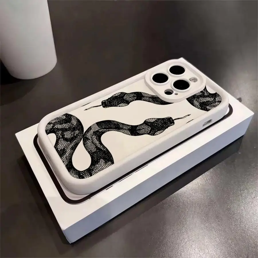 Handyhülle für iPhone 17 Pro Max Air 12 14 15 Plus 11 16 13 Modische Schlangen-Optik