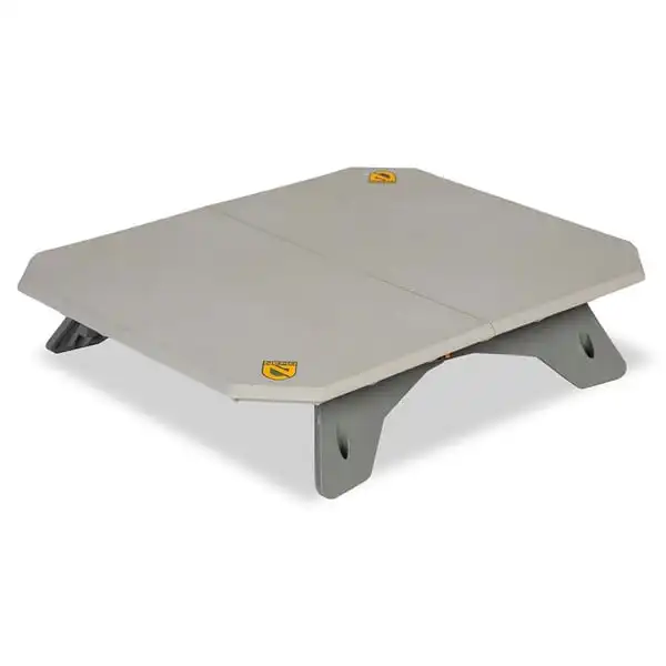

Compact and portable double height camping table for dining and food preparation