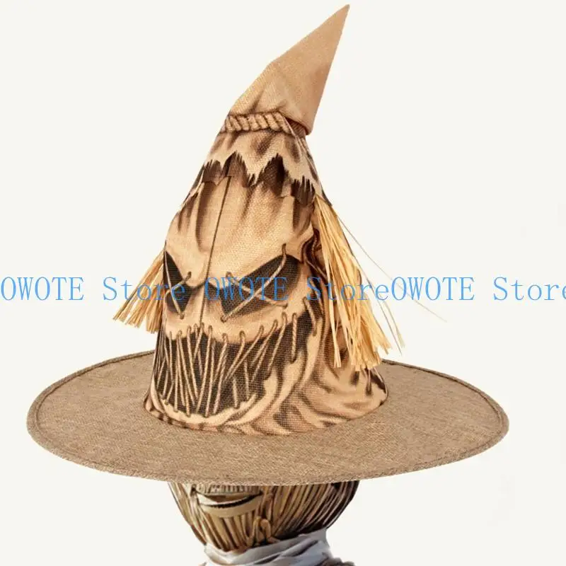 

652F Scarecrows Witch Hat Halloween Witch Hat Festives Party Unisex Wizard Hat for Festives Celebrations