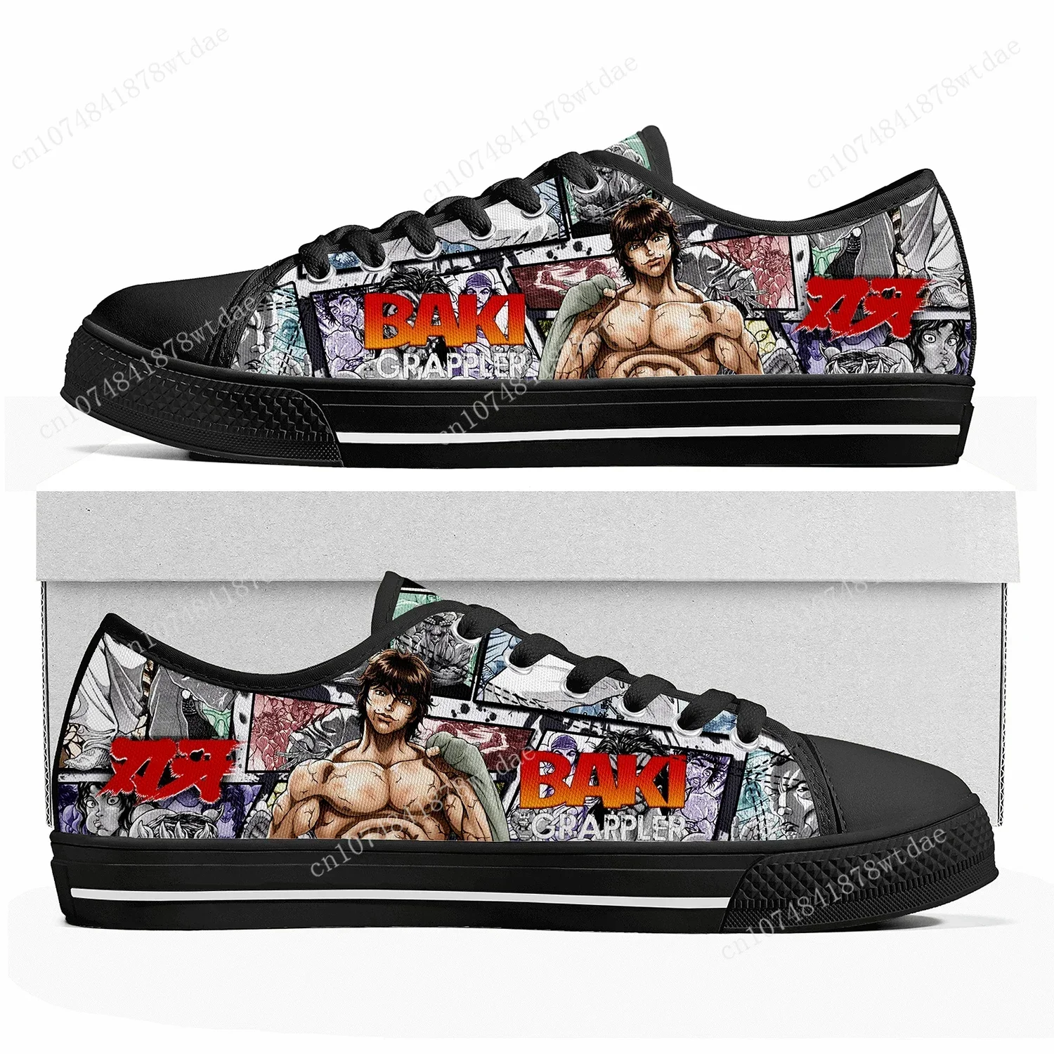 Baki The Grappler Hanma Baki Low Top Sneakers Womens Mens Teenager High Quality Canvas Sneaker Casual Anime Customize Shoes