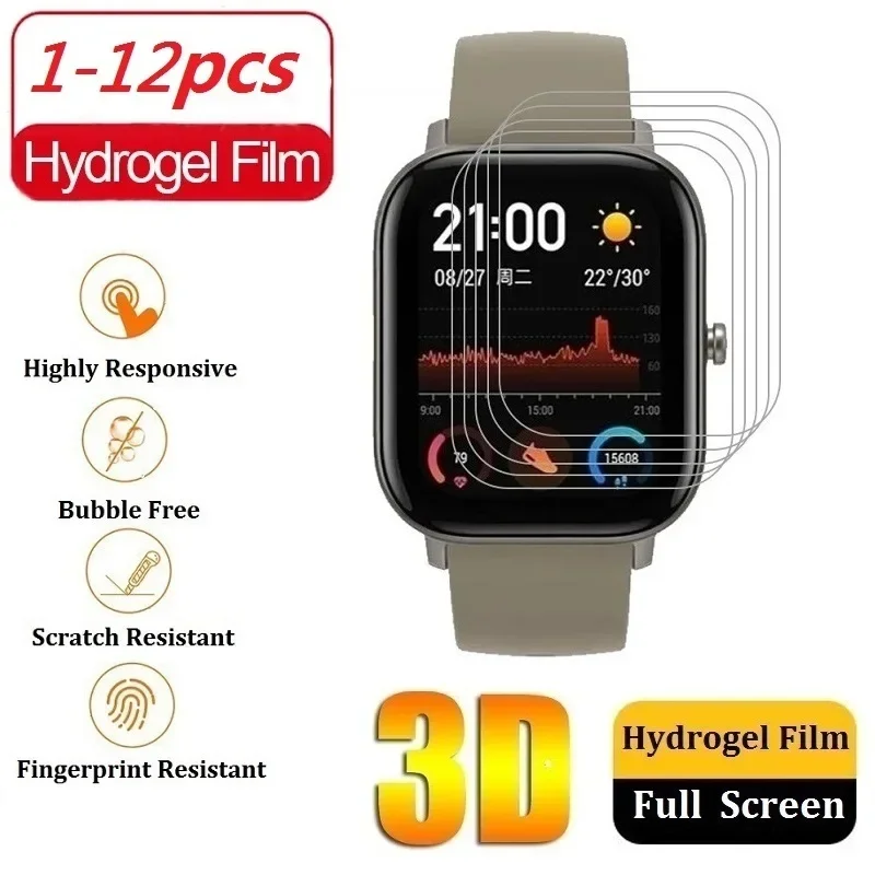 Hydrogel Protective Film Compatible for Amazfit GTS 4 3 2 Mini Amazfit Bip U Pro Watch Screen Protector