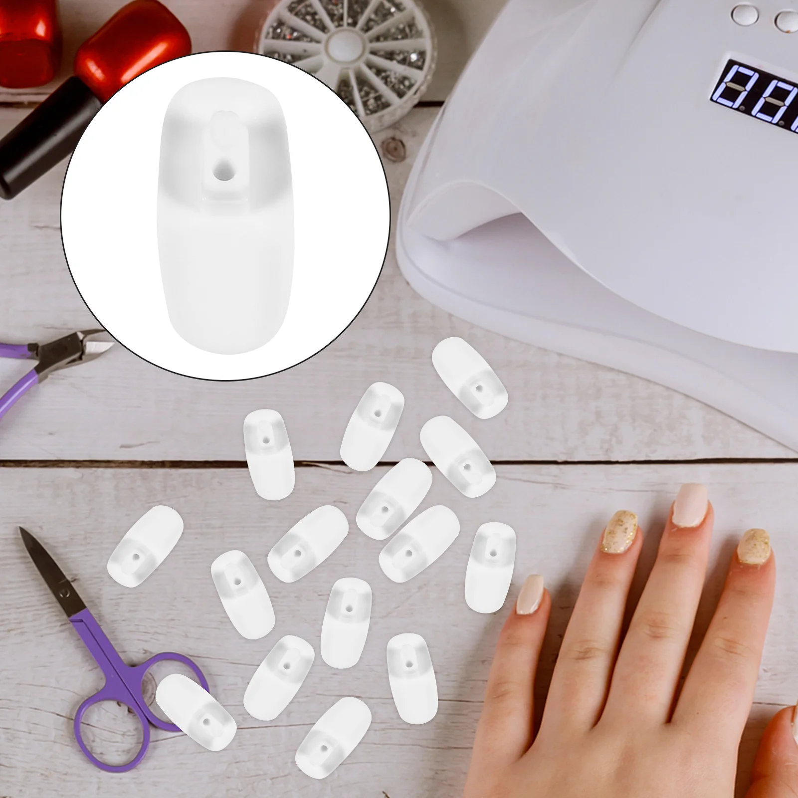 

100pcs False Kit Fake Nails For Manicure Training Diy Nail Art Tips Reusable Lightweight Plastic Nails