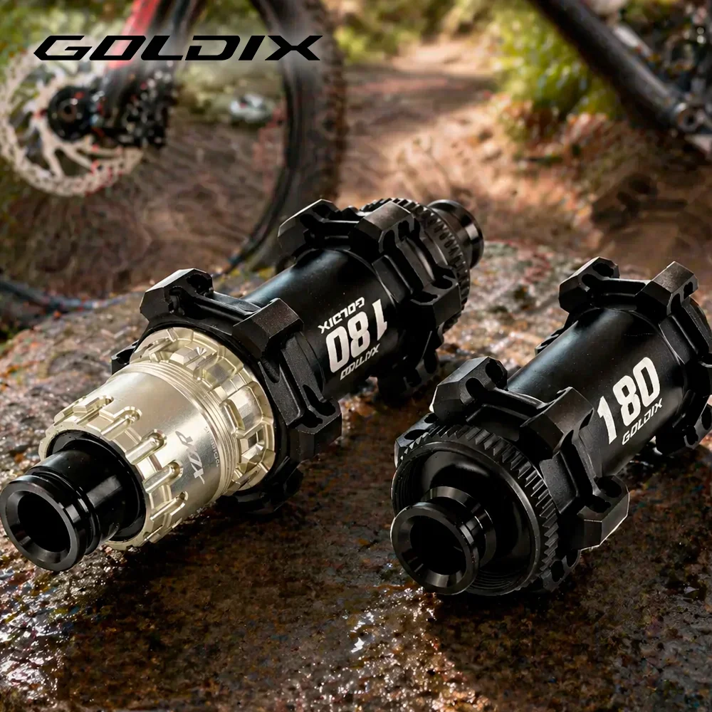 GOLDIX M180 Mountainbike-Nabe, kompatibel mit HG XD MS, 60T-Sternklick, Centerlock-Scheibenbremse, 28H, Steckachse, Carbon-Speichen