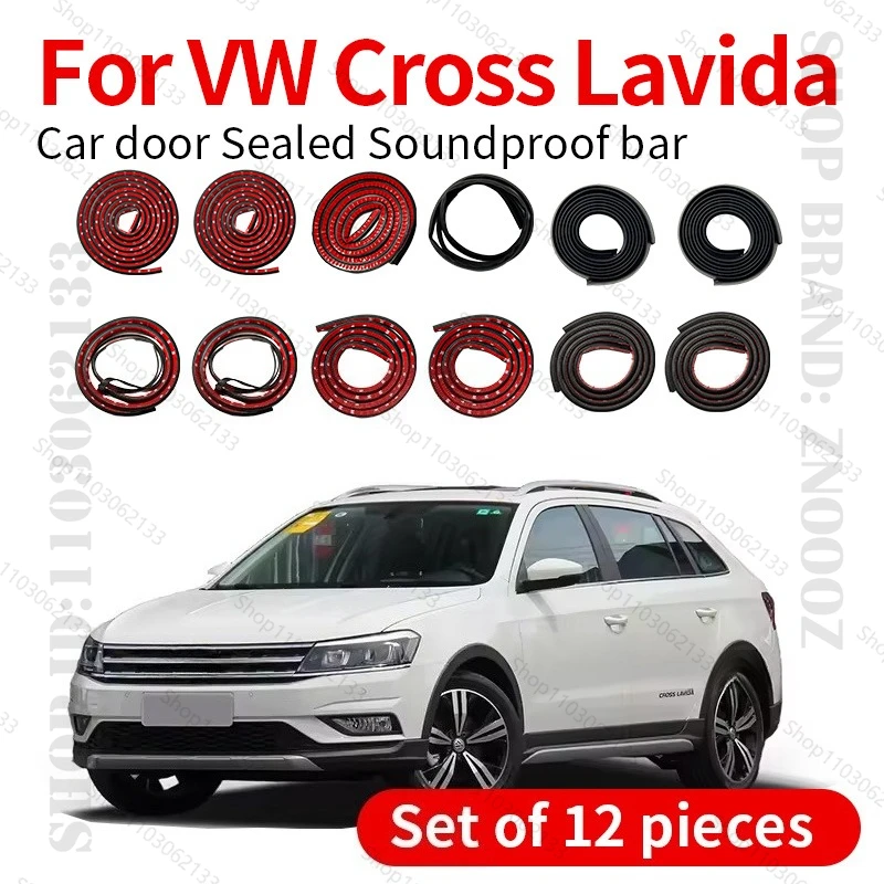 

Для VW Cross Lavida уплотнительная лента для двери автомобиля, резиновая двухслойная уплотнительная защита, звукоизоляционная лента, пылезащитная уплотнительная лента, набор из 12 шт.