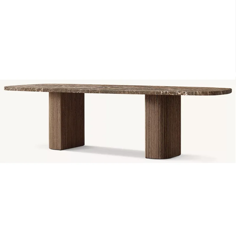 Modern luxury marble top, wooden base custom restaurant color dining table