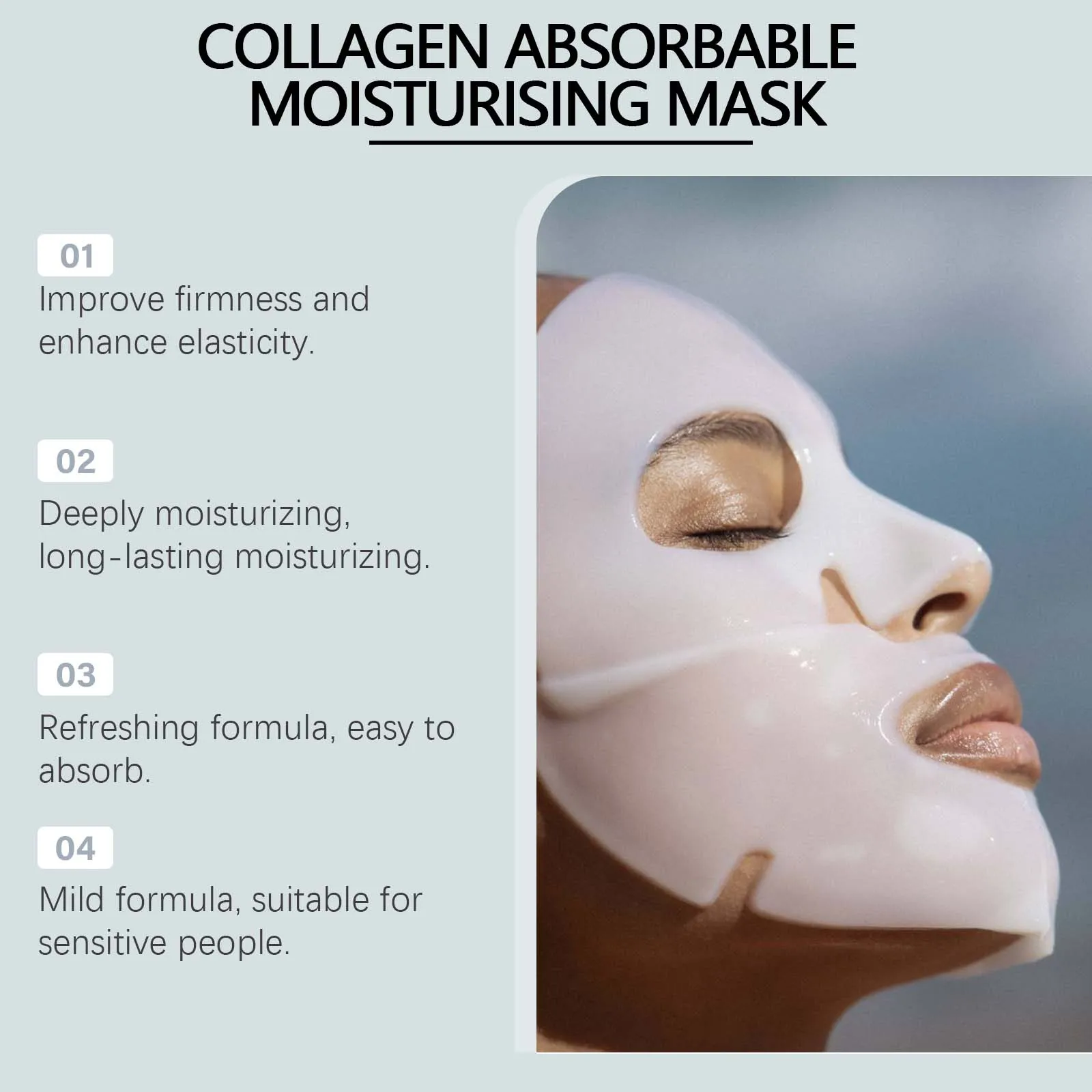 Collagen Absorbable Moisturising Mask Overnight Lifting Firm Fade Fine Lines Wrinkle Smoothing Hydrating Facial Mask Skin Care