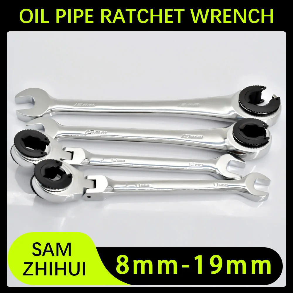 

8-19 mm Oil Pipe Ratchet Wrench Tubing Ratchet Fixed-head/Non-fixedhead Spanner 72 Teeth For Car Repair Opening End Combination