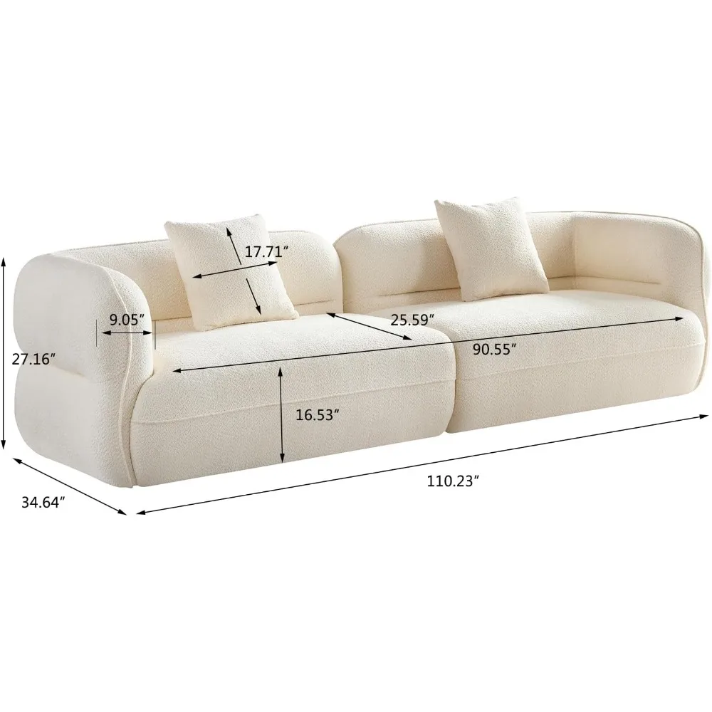 110inch Curved Sectional Sofa, Bread Shape Design,Upholstery Boucle Sofa Couch with Pillows,Luxury Sofa Couch for Living Room