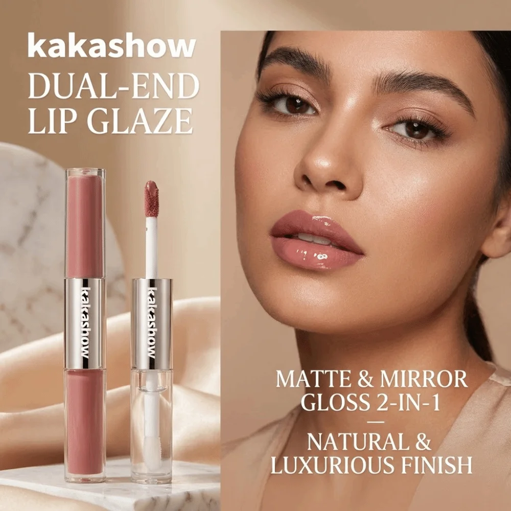 Sexy Water Crystal Double Head Lip Gloss Dewy Glossy Non Stick Liquid Lipstick Long Lasting Matte Red Lip Tint Beauty