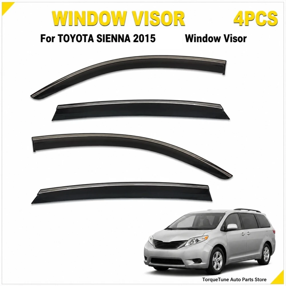 Direct Fit Rain Guard Premium Window Visor Wind Deflector For TOYOTA SIENNA 2015  Side Door Vent Weather Shield