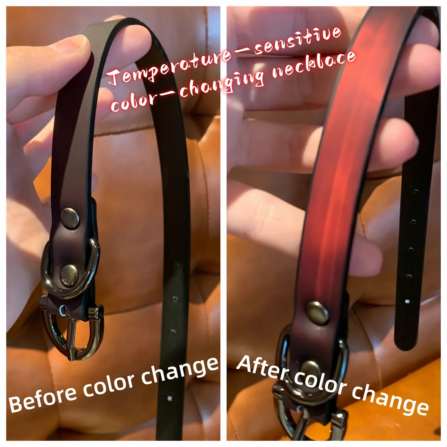 Thermo-Halskette aus weichem Leder mit Farbwechsel für Damen, trendiges High-End-Schlüsselbein-Accessoire, süßer, cooler Stil