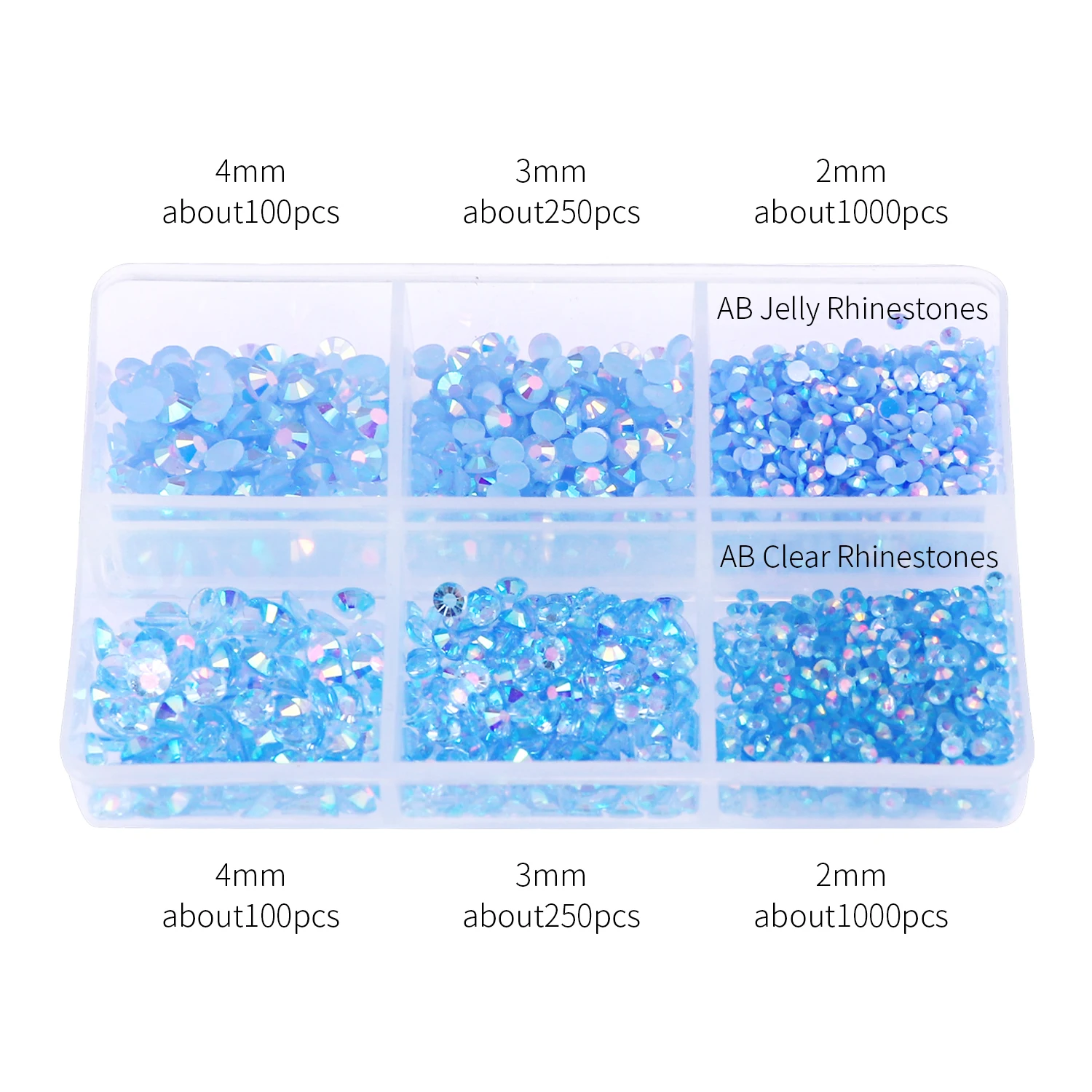 2700pcs/box 2/3/4mm Ab Jelly Nail Rhinestones Resin Flatback Nail Gem Stone For Diy Nail Art Decoration Accessories