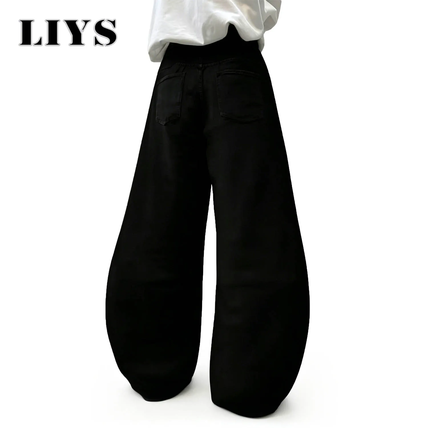 LIYS Men's American Retro Fashion High Street Silhouette Tribal Totem Print Super Cool Casual Street Style Jeans Loose Fit