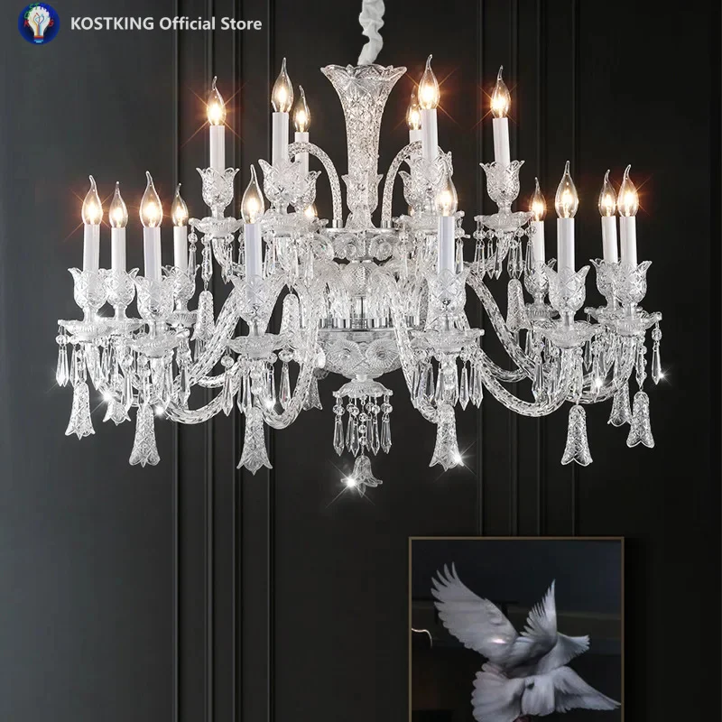 Top Grade Crystal Chandelier Lighting Extra Large Full Family Range Hotel Restaurant  Foyer Lights For Villa 110v-220v Luxury