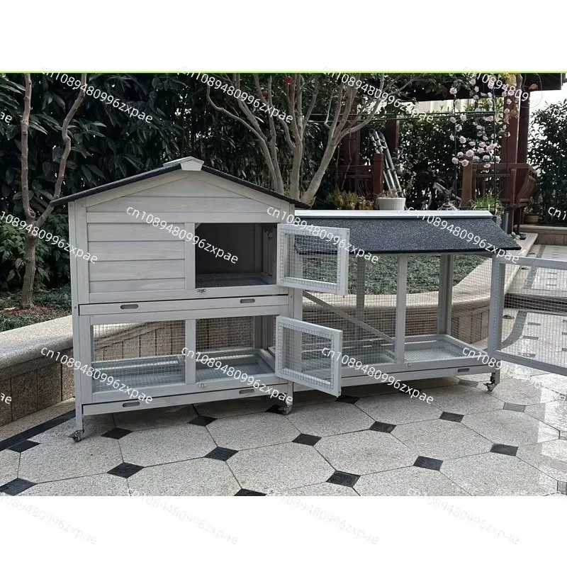 Chicken Coop, Mobile Chicken House with Wheels, Outdoor Hen House Poultry Cage with Nesting Box, Leakproof Pull Out Tray and UV-