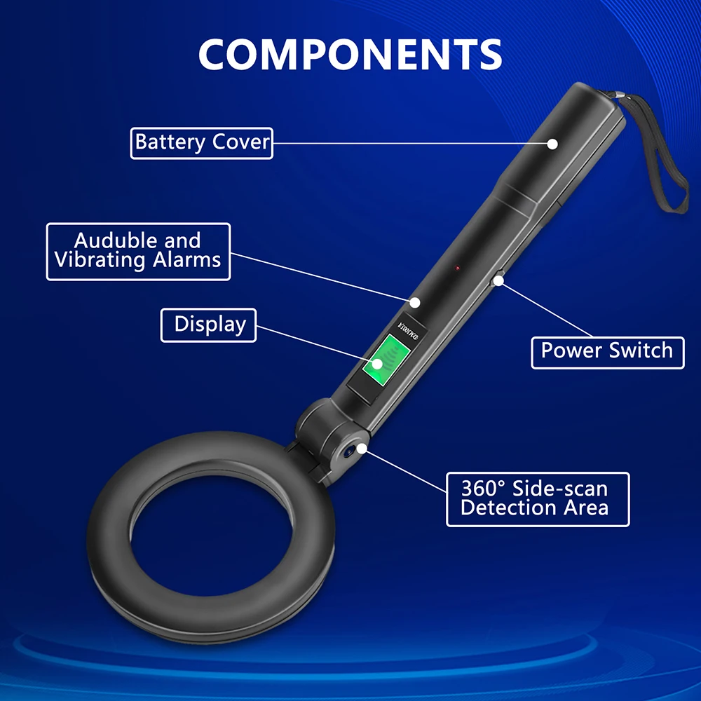 DM3005A Portable Metal Detector Foldable Handheld Metal Detector Beeping Vibration Warning High Sensitivity Scanning Instrument