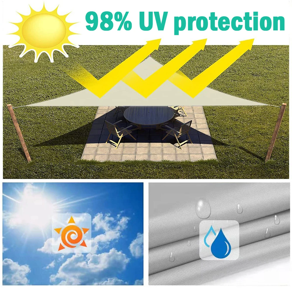 Multi-size Triangle Sun Shade Sail Waterproof Outdoor Garden Patio Party Sunscreen Awing Sun Canopy For Beach Camping Pool