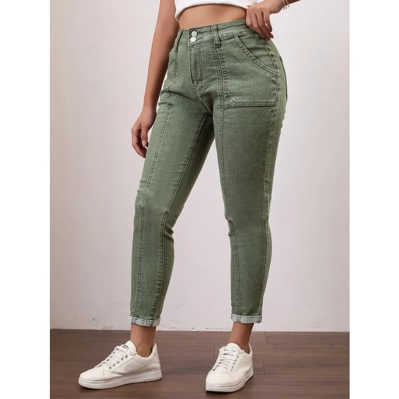 

Straight Tube Ladies Jeans Slim Fit High Waist Stretch Denim Pants for Women Comfortable Tummy Control high quality clothing
