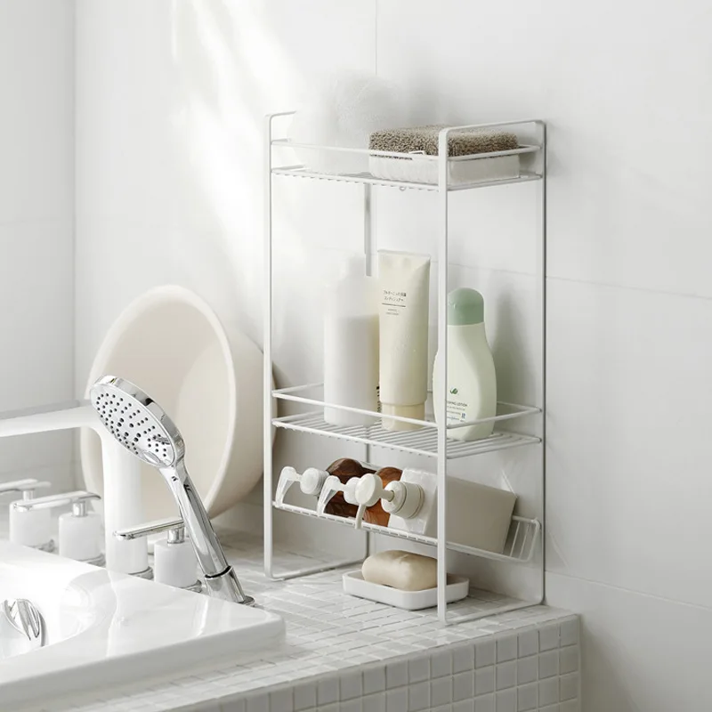 Household Wrought Iron Inclined Shelf, Bathroom, Kitchen, Living Room, Multi-functional Storage Rack