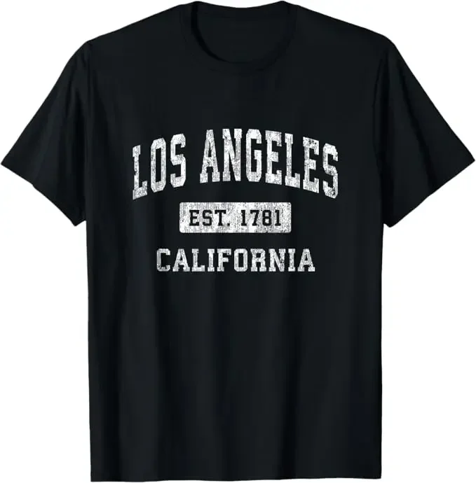 

Men's Los Angeles California CA Vintage Established Sports Design T-Shirt Men Women Summer Fashion Vintage Crew Neck T-shirt