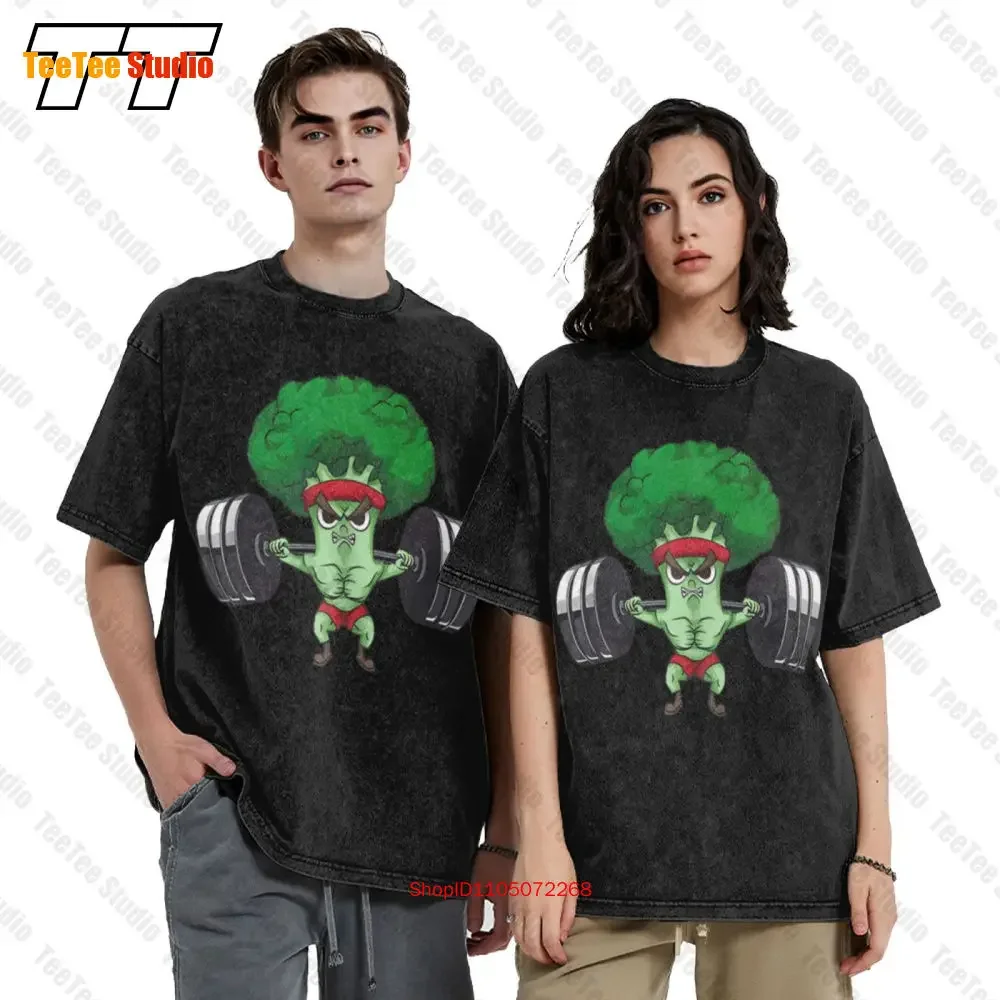 Powerlifting Broccoli Keto Cute Lifter Vegans Vintage Oversized T-Shirt Tee H21Y