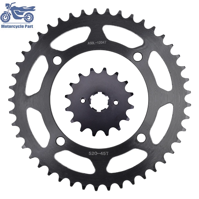 520 16T 45T Motorcycle Front and Rear Sprocket Carburized Steel for YAMAHA XV2503LW XV 250 XV250 S Virago XV250 V-Star 2008-2022