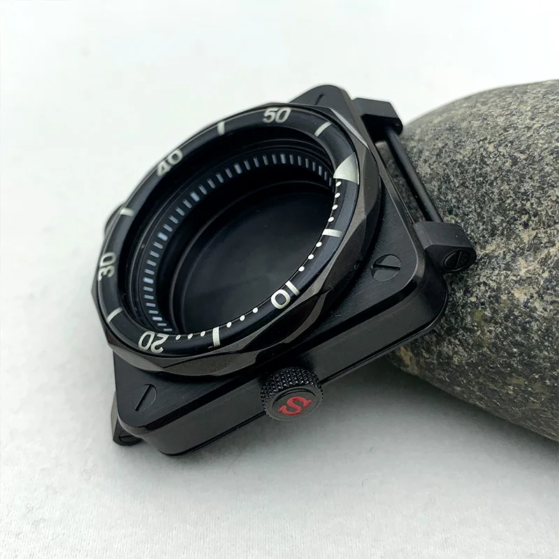 SKX007 Square NH35 Watch Cases Matte Black Fits NH35 NH36 7S26 4R Movement for SKX007 Style Pilots Cockpit Diving Watch Case
