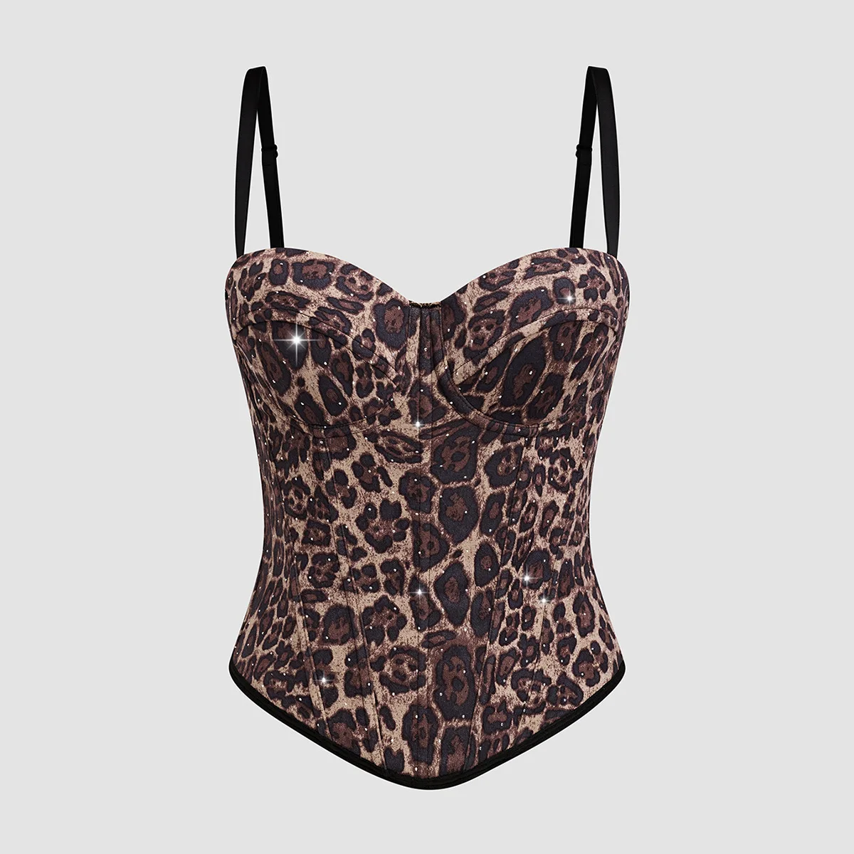 

Sexy Leopard Print Long Tank Top Women's Elastic a Fibone Bra Sparkling Upper Apparel DB830 Bal U-ne Polyester