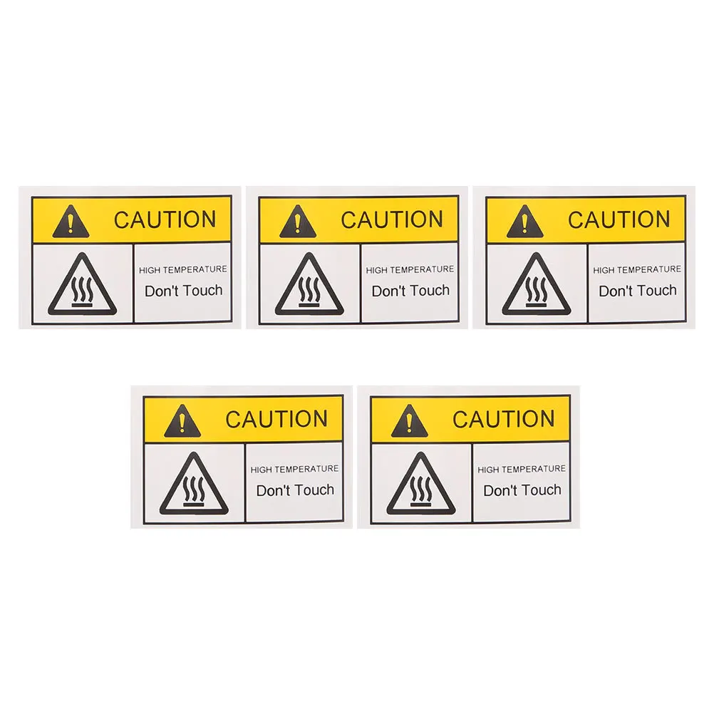 High Temperature Warning Labels 5 Sheets Hot Surface Stickers Caution Decals Mechanical Equipment Safety Signs