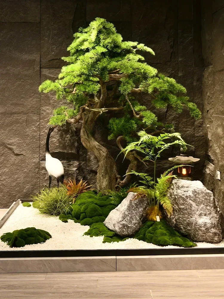 

A48 имитация приветствия сосна рокарий камень ландшафтный дизайн в помещении большой пейзаж лестница новое китайское украшение чайной комнаты