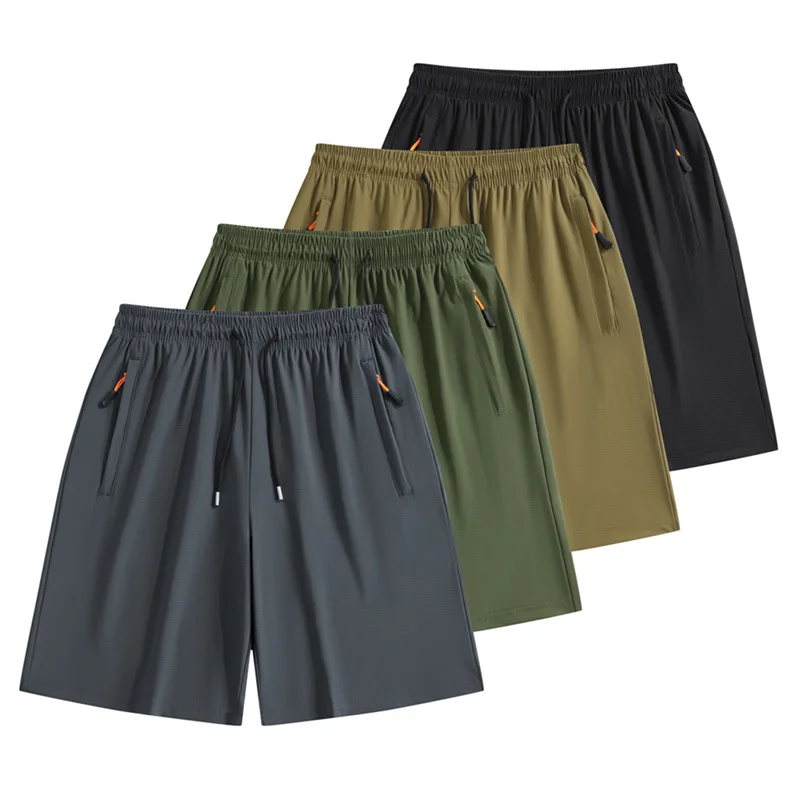 

2026 Summer New Ice Silk Sports Men's Shorts Casual Pants Loose Shorts Quick-drying Men's Five-point Shorts