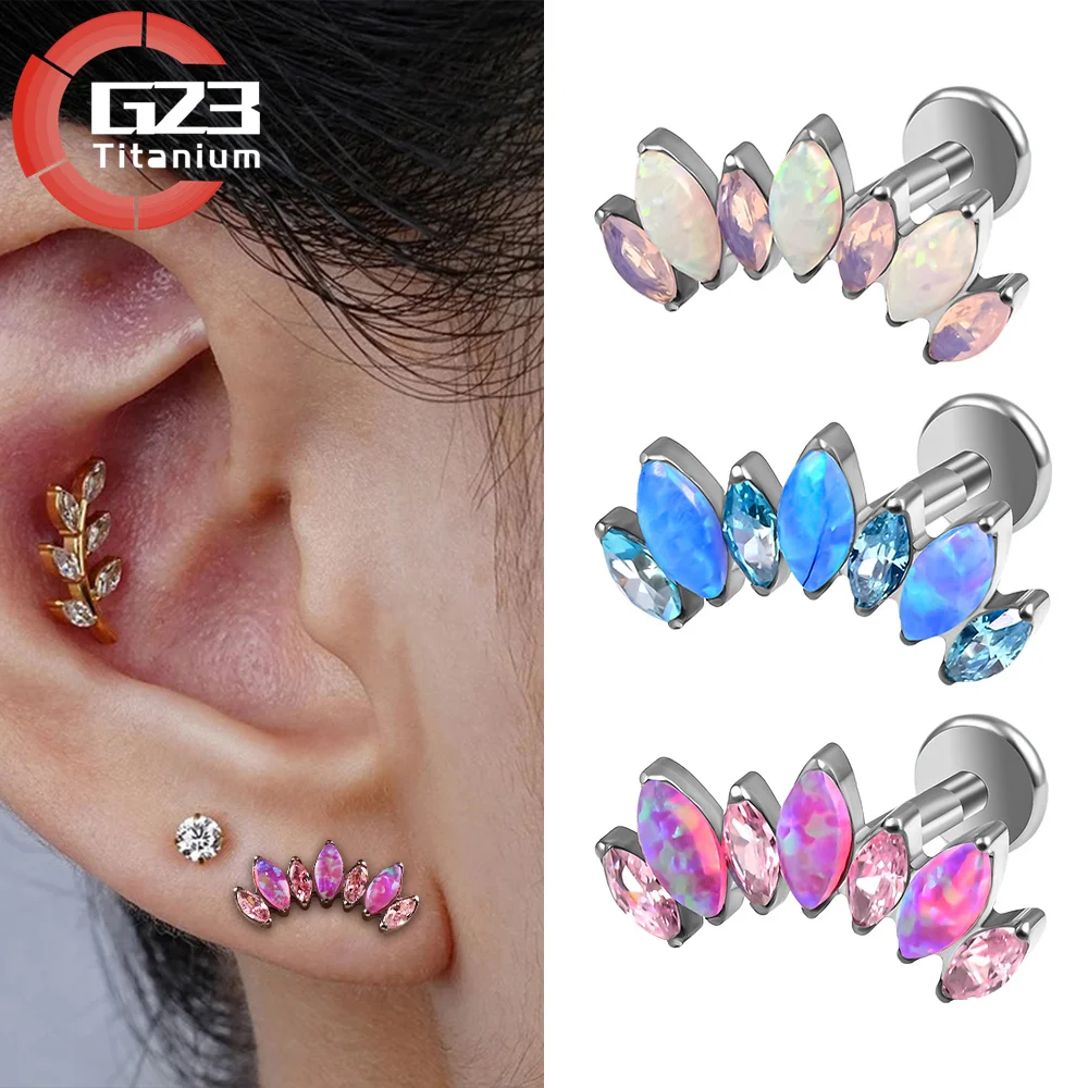 Doearko 1PCS Surgical Steel Zircon Labret Threadless Marquise Cz Lip Stud Ear Cartilage Tragus Helix Earring Daith Body Jewelry