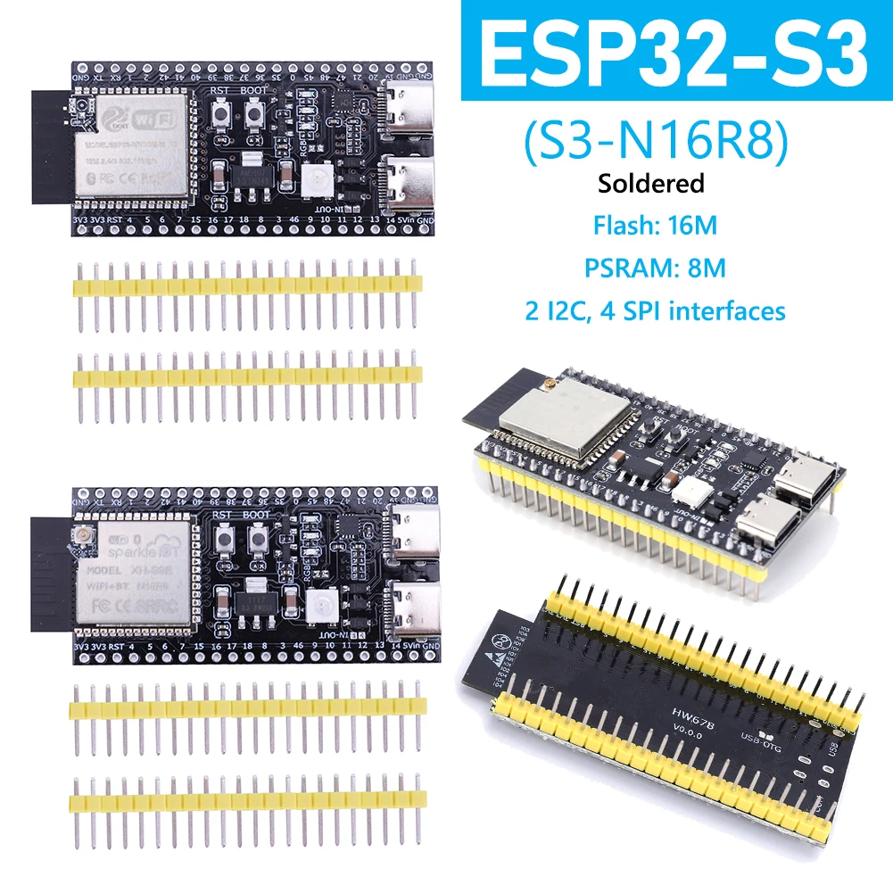 ESP32-S3 N16R8 N8R2 المزدوج نوع-C مجلس التنمية واي فاي لوح تمديد 2.4G واي فاي وحدة لاردوينو