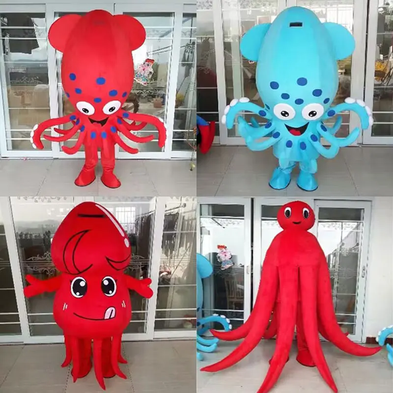 Squid Cartoon Doll Suit Octopus Adult Walking Props Plush Marine Animal Mascot Costume Halloween Party Funny Dressing