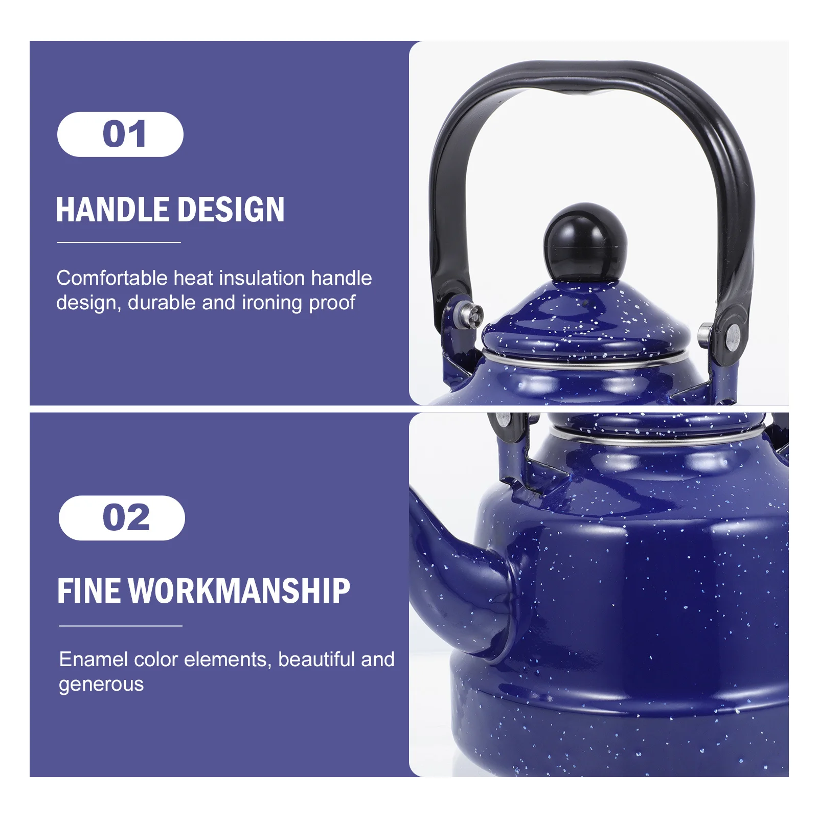 

Enameled Water Kettle Mottling Pattern Household Delicate Easy Use Tea Coffee Oatmeal Instant Soup Hot Beverage Retro