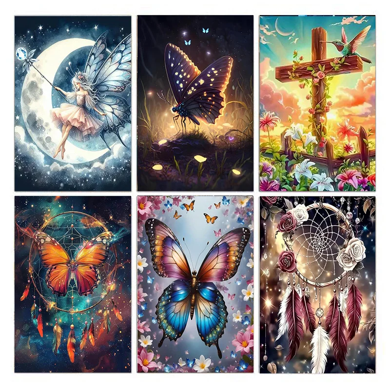 

AB DIY 5D Valentine's Day Diamond Painting Set, featuring a cartoon fairy and butterfly design suitable for adults and beginners