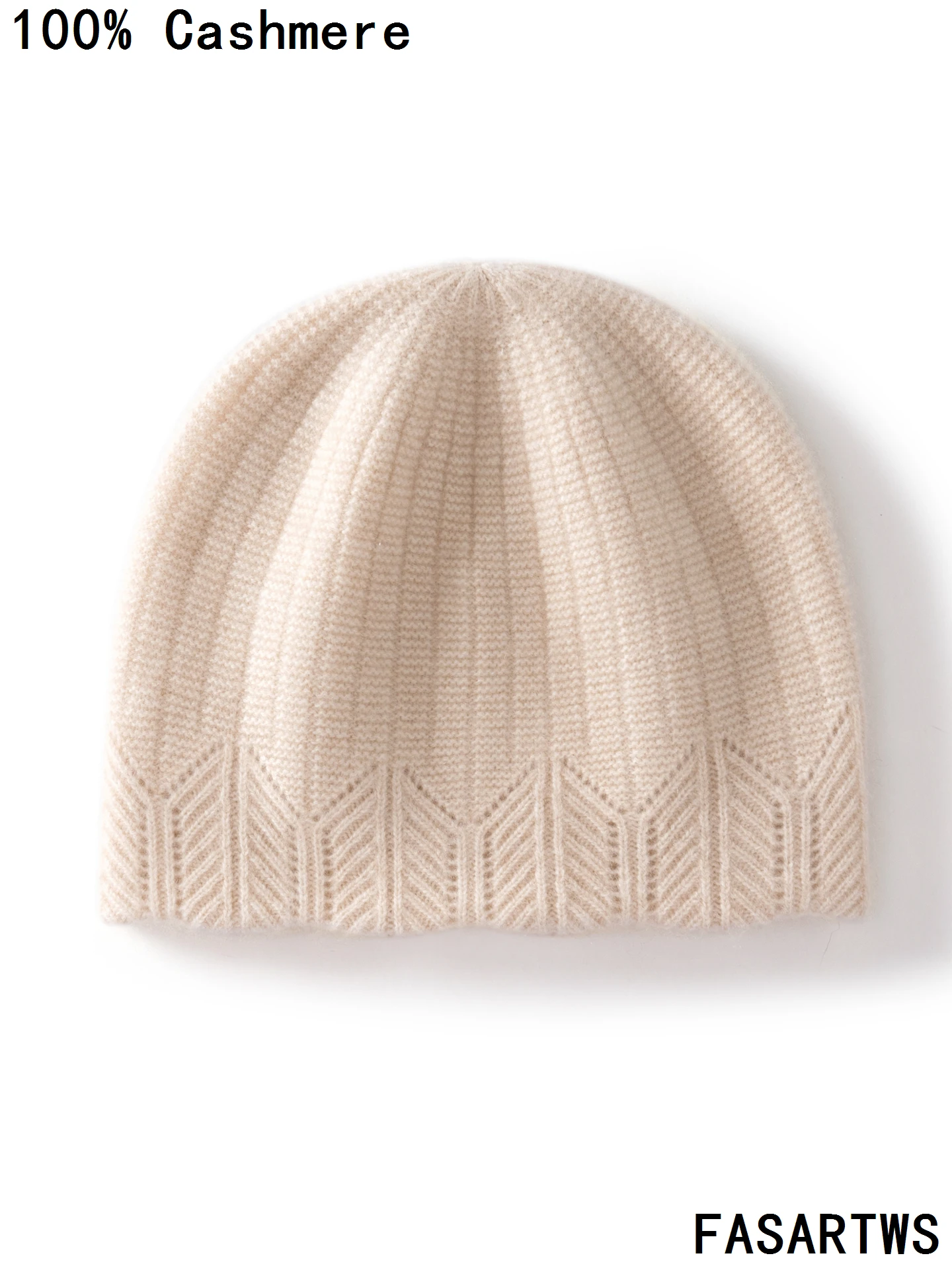 

FASARTWS High Quality 100% Cashmere Hat Wave Edge Knitted Hat Ladies'Hats Are Solid Color Soft Warm Outdoor Beanie Hats Casual