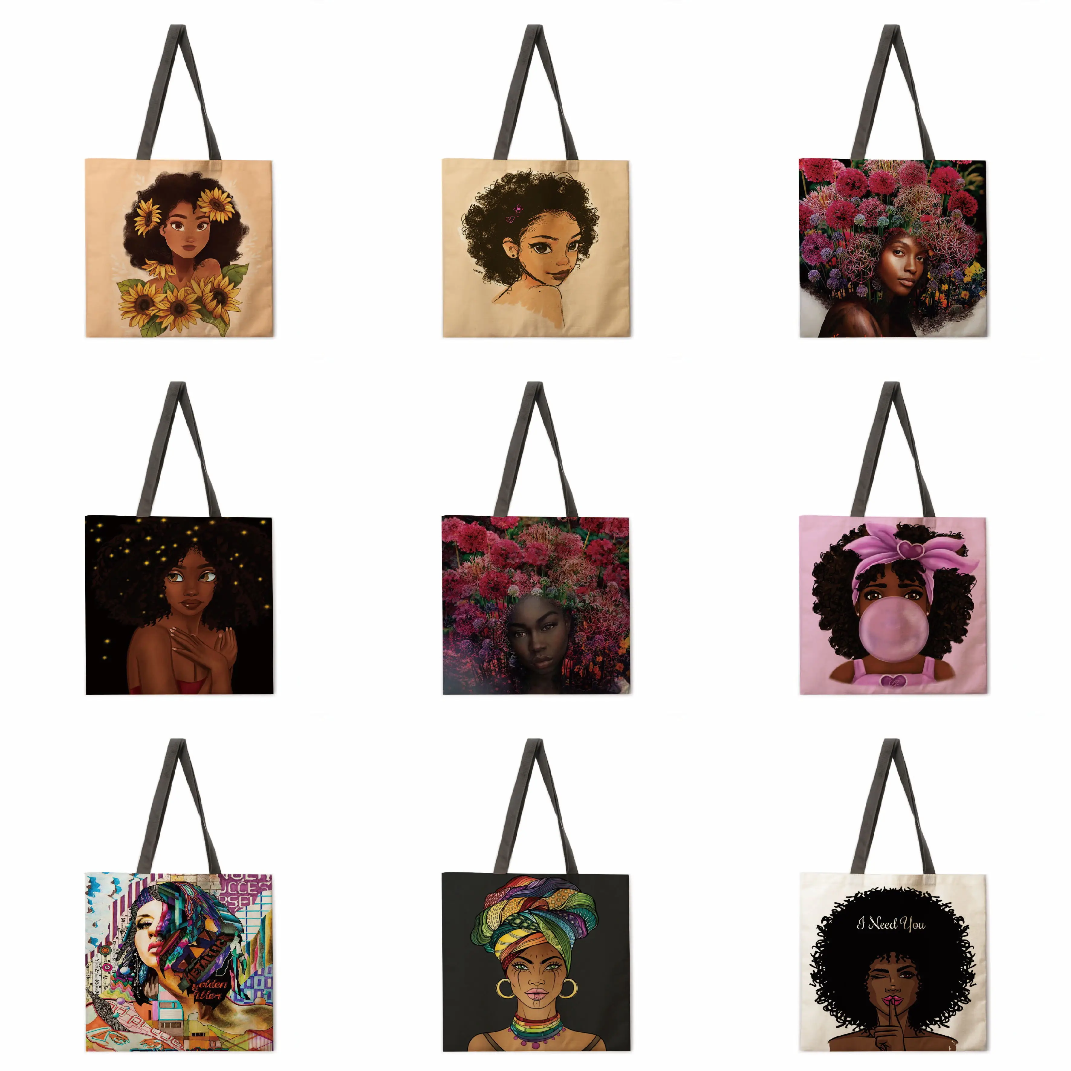 

African women's linen bag handbag light shoulder bag large capacity eco-friendly shopping bag tote bag