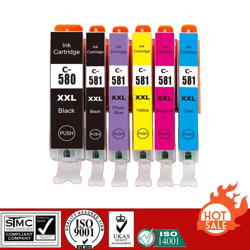 Compatible Ink Cartridge for Canon PGI580 PGI-580 CLI581 CLI-581 suit For Canon PIXMA TS705/TR7550/TR8550/TS6150/TS6151/TS6250