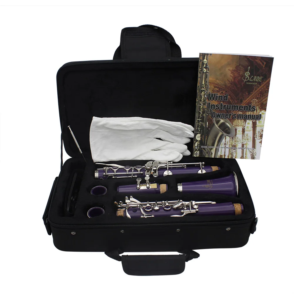 SLADE Purple Clarinet 17 Keys Bb B Flat Tone Professional Woodwind Instrument Bakelite Clarinet With Box Musical Instrument Part