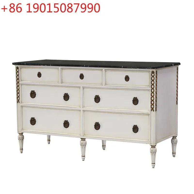 

French engraved old chest cabinet British neoclassical mahogany porch cabinet Castle mansion model room decorative cabinet