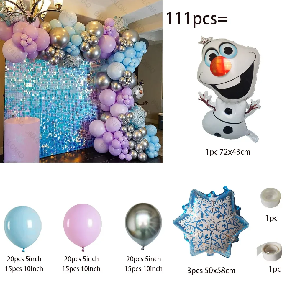 111pcs Disney Frozen Olaf Foil Balloons Snowflake Latex Balon Kids Cartoon Theme Birthday Party Decorations Baby Shower Globos