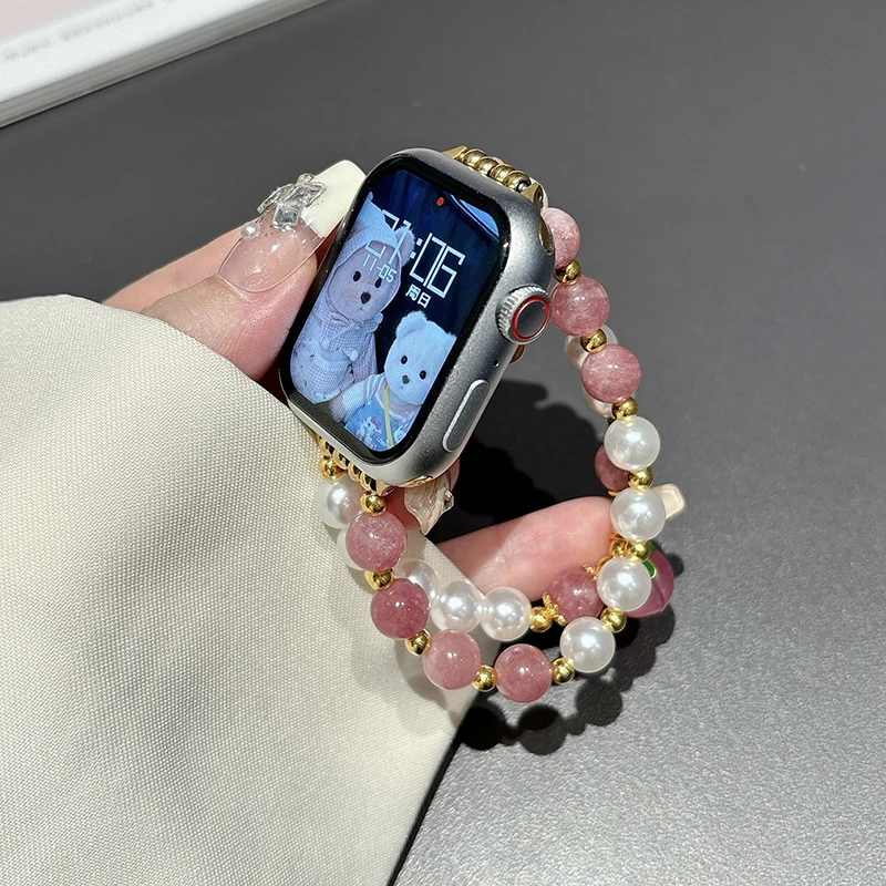 Pink Peach Strap for Apple Watch Band 40mm 44mm 45 38 41 Ultra 2 49mm Women Bracelet for IWatch Series 7 9 8 SE 6 5 Accessories