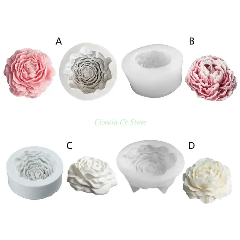 

X90F Peony Shaped Silicone Moulds 3D Flower Soap Molds DIY Crafts Resin Fondant Molds