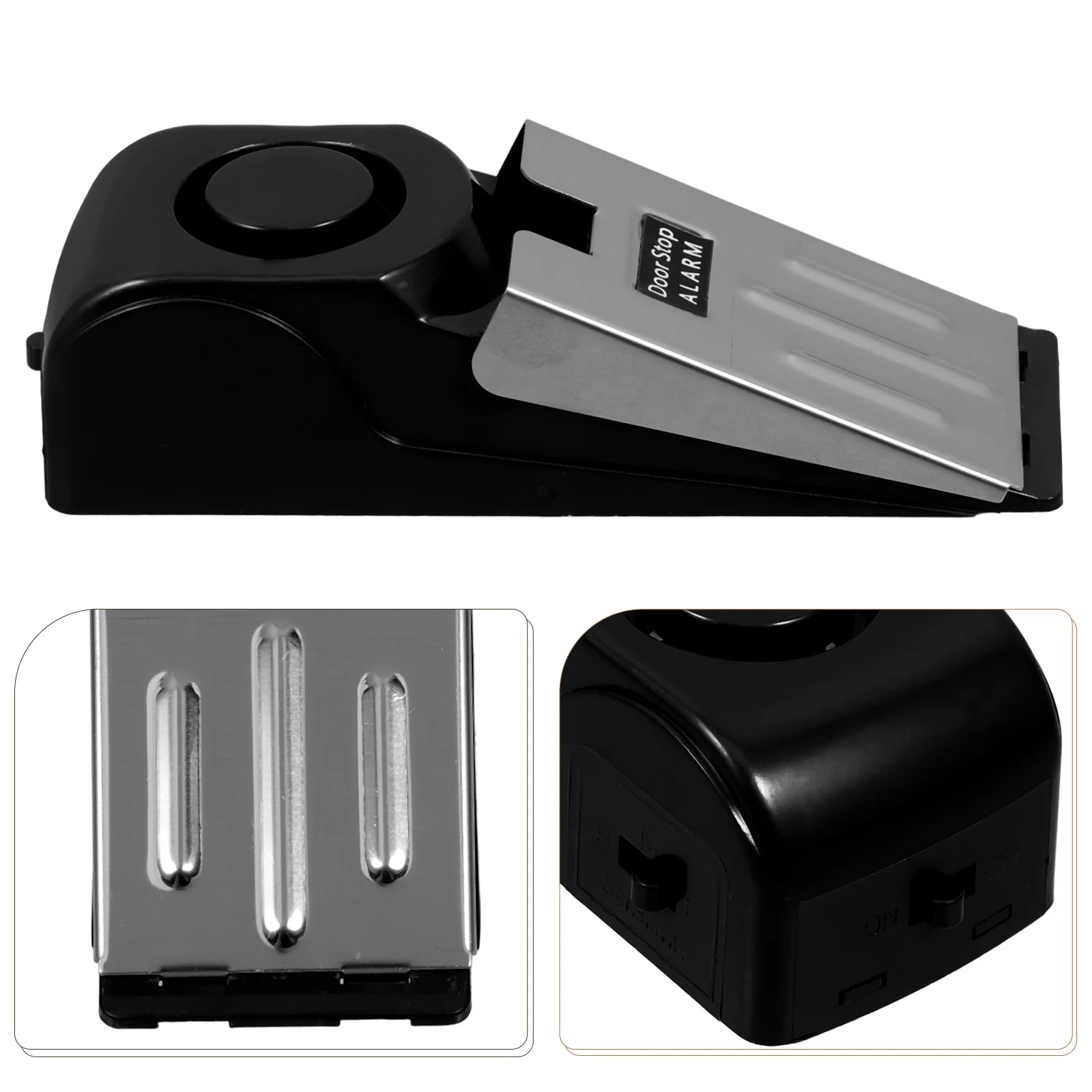 سدادة باب عالية 120 ديسيبل، ملحق أمان إنذار أسود محمول للمنزل والمكتب والسفر، سدادة باب قابلة لإعادة الاستخدام #4